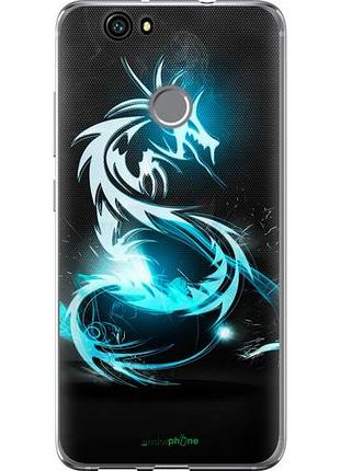 Чехол на huawei nova бело-голубой огненный дракон "113u-439-10746"
