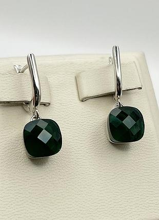 Сережки серебряные с зелёным кварцем 5,08 г