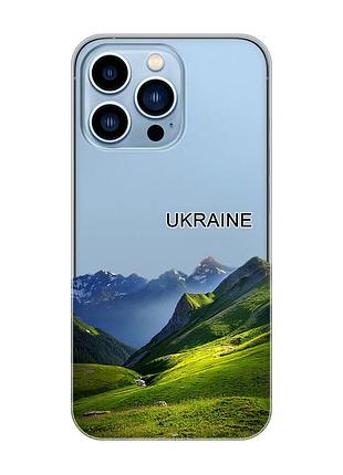 Прозорий чохол на apple iphone 13 pro max карпати україна (принт 409)