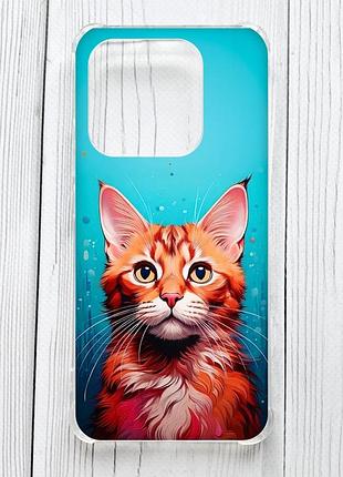 Чехол с утолщёнными углами на xiaomi redmi note 14 5g кошка (принт 408)