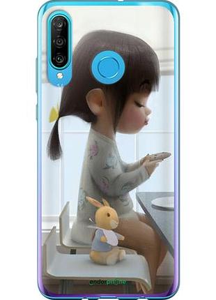 Чехол на huawei p30 lite милая девочка с зайчиком "4039u-1651-10746"