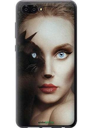 Чехол на huawei nova 2s взгляд женщины и кошки "4041u-1388-10746"