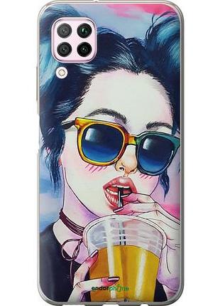 Чехол на huawei nova 6se арт-девушка в очках "3994u-1823-10746"