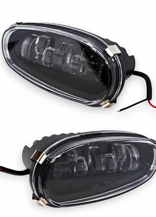 Штатні протитуманні фари led 70w daewoo lanos\sens на ланос та сенс. алюміній чіткий кордон
