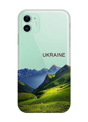 Прозрачный чехол на apple iphone 11 (6,1) карпаты украина (принт 409)
