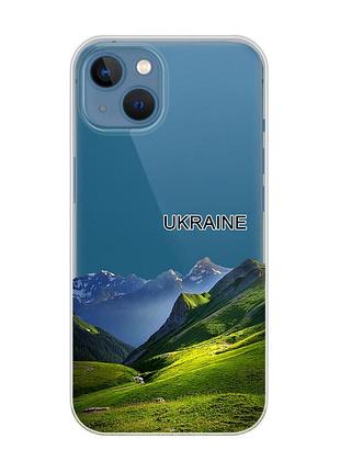 Прозорий чохол на apple iphone 13 карпати україна (принт 409)