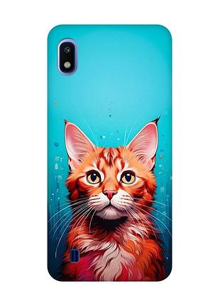 Матовый чехол с черными боками на samsung galaxy a10 (2019) a105 кошка (принт 408)