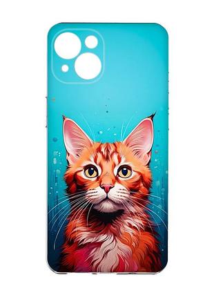 Чехол с защитой камер на iphone 15 кошка (принт 408)