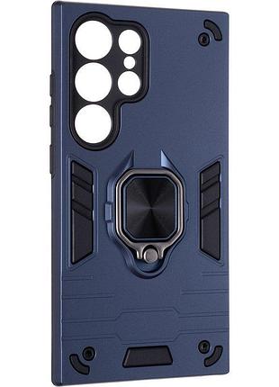 Чохол fiji defence для samsung galaxy s24 ultra (s928) захистний бампер з кільцем підставкою dark blue