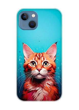 Магнитный чехол на iphone 13 с поддержкой magsafe кошка (принт 408)
