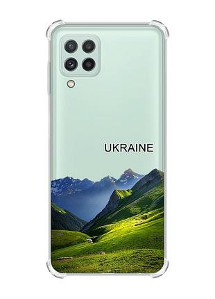 Чехол с утолщёнными углами на samsung galaxy m32/a22/m22 4g карпаты украина (принт 409)