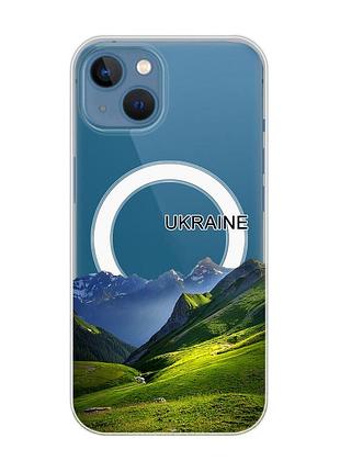 Магнитный чехол на iphone 13 (6.1) с поддержкой magsafe карпаты украина (принт 409)