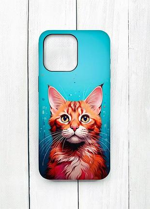 Матовий чохол з чорними боками на iphone 15 pro max кішка (принт 408)