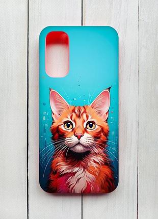 Матовий чохол з рожевими боками на samsung galaxy a14 5g кішка (принт 408)