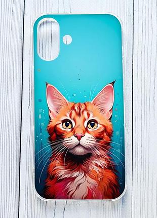 Чохол з потовщеними кутами на iphone 16 plus кішка (принт 408)
