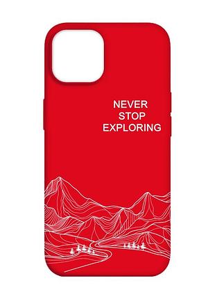 Матовый красный чехол на apple iphone 14 путешествуй (принт 407)