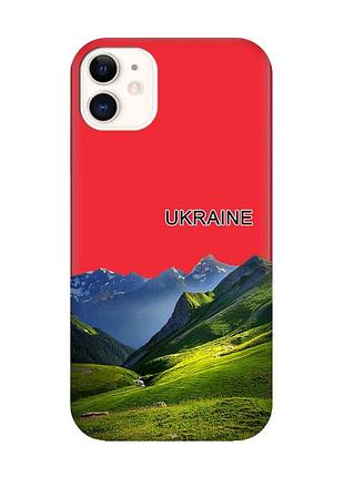 Матовий червоний чохол на apple iphone 11 (6.1) карпати україна (принт 409)