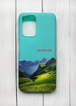 Матовий чохол на xiaomi redmi 10 бірюзовий карпати україна (принт 409)