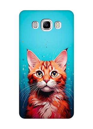 Матовий чохол з рожевими боками на samsung galaxy j7(2016) j710 кішка (принт 408)