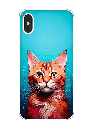 Чехол с утолщёнными углами на iphone x/xs кошка (принт 408)