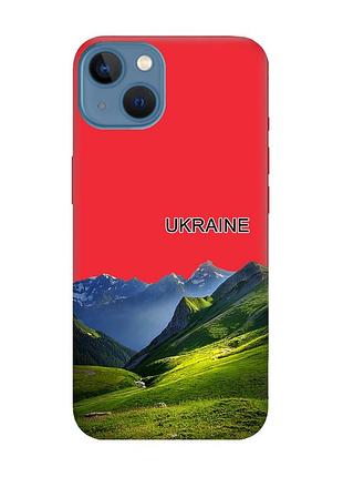Матовий червоний чохол на apple iphone 13 карпати україна (принт 409)