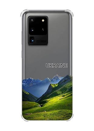 Чохол з потовщеними кутами на samsung galaxy s20 ultra карпати україна (принт 409)