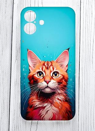 Чехол на iphone 16 plus кошка (принт 408)