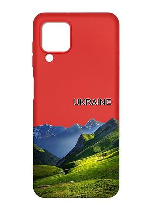 Матовый красный чехол на samsung galaxy m32/a22/m22 4g карпаты украина (принт 409)