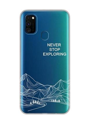 Прозрачный чехол на samsung galaxy m30s/m21 путешествуй (принт 407)