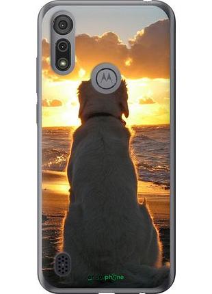 Чехол на motorola e6s закат и собака "3966u-2001-10746"