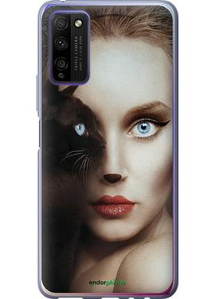 Чехол на huawei honor 30 lite взгляд женщины и кошки "4041u-2074-10746"