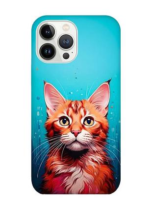 Чехол с защитой камеры на iphone 14 pro max кошка (принт 408)