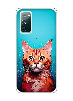 Чохол з потовщеними кутами на samsung galaxy s20 fe кішка (принт 408)