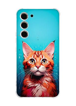Чохол з потовщеними кутами на samsung galaxy s23 кішка (принт 408)