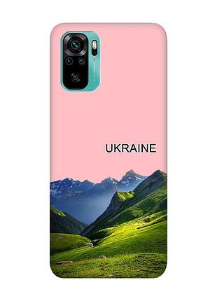 Матовый розовый чехол на xiaomi redmi note 10/note 10s карпаты украина (принт 409)