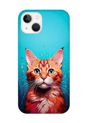 Чехол с защитой камеры на iphone 14 plus кошка (принт 408)