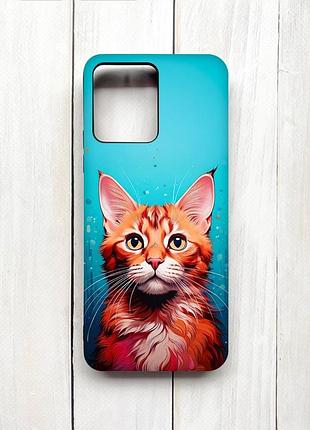 Матовый чехол с черными боками на xiaomi redmi 12 кошка (принт 408)