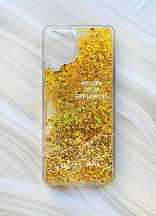 Чехол с плавающими золотыми блестками на samsung galaxy a22 4g/m22/m32 путешествуй (принт 407)