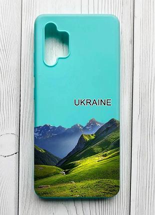 Матовый бирюзовый чехол на samsung galaxy a32 карпаты украина (принт 409)