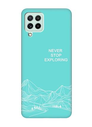 Матовий бірюзовий чохол на samsung galaxy m32/m22/a22 4g мандруй (принт 407)