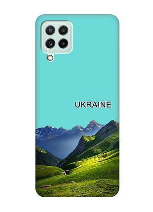 Матовый бирюзовый чехол на samsung galaxy m32/m22/a22 4g карпаты украина (принт 409)