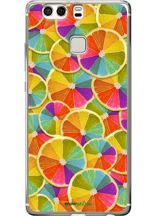Чехол на huawei p9 plus разноцветные дольки лимона "861u-300-10746"