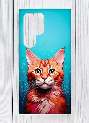 Магнитный чехол на samsung galaxy s24 ultra с поддержкой magsafe кошка (принт 408)