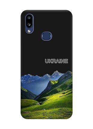 Матовый черный чехол на samsung galaxy a10ѕ a107 карпаты украина (принт 409)