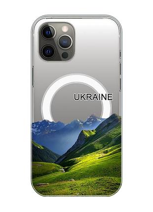 Магнитный чехол на iphone 12 pro max с поддержкой magsafe карпаты украина (принт 409)