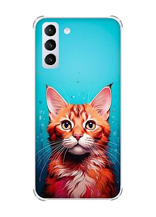 Чохол з потовщеними кутами на samsung galaxy s21 (g991) кішка (принт 408)