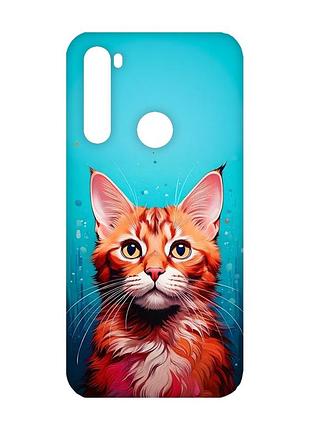 Матовый чехол с черными боками на xiaomi redmi note 8 кошка (принт 408)