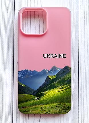 Матовый розовый чехол на iphone 16 pro max карпаты украина (принт 409)