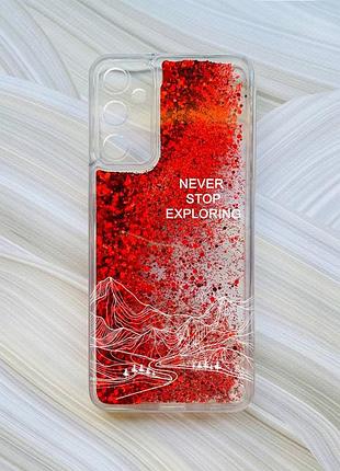 Чехол с плавающими красными блестками на samsung galaxy a15 (a155) путешествуй (принт 407)