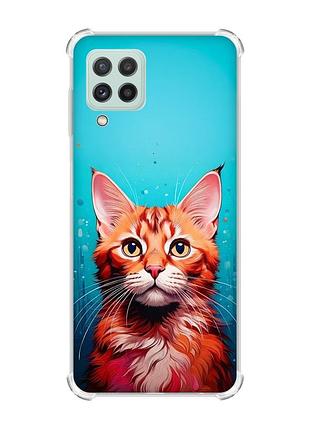 Чехол с утолщёнными углами на samsung galaxy m32/a22/m22 4g кошка (принт 408)